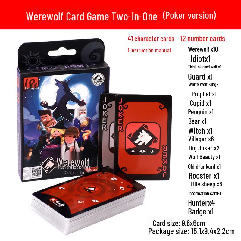 Werewolf Poker XL: Double-Feature Table Game with Oversized Cards for an Enhanced Party Experience