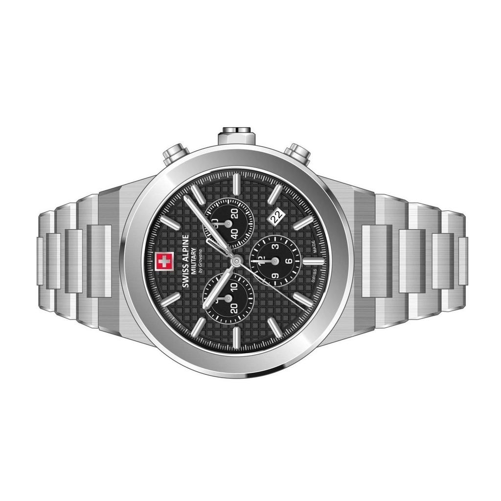 Swiss Alpine Military Pioneer Chronograph Stainless Steel Black Dial Quartz 7048.9137 100M Men's Watch