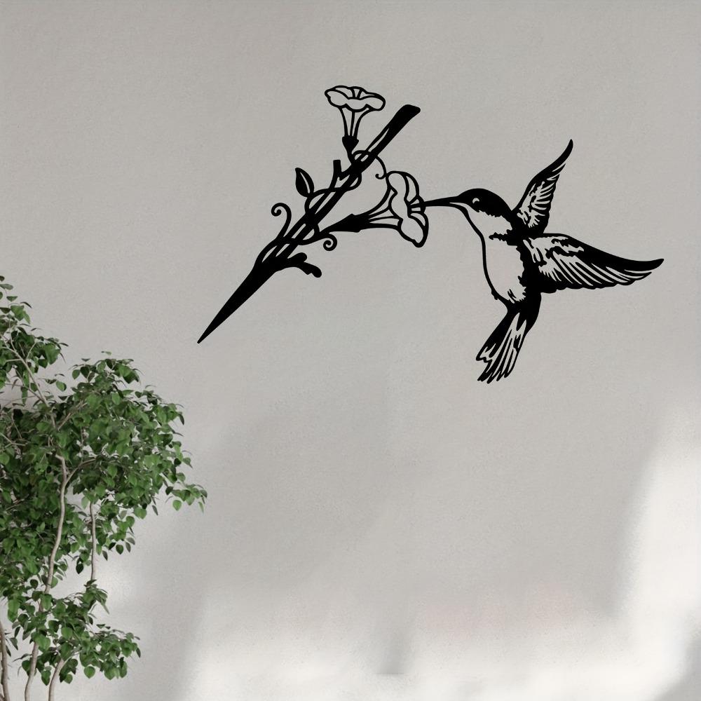 Metal Wall Art Hummingbird Flower, Rust-Resistant Mural for Nature Decor, New Year Easter Gift for Home, 1pc
