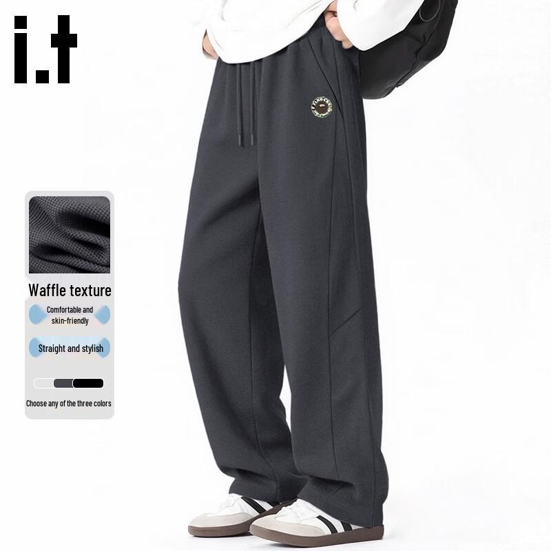 Fingercroxx IT Men s Summer Waffle Straight-Leg Casual Pants XL