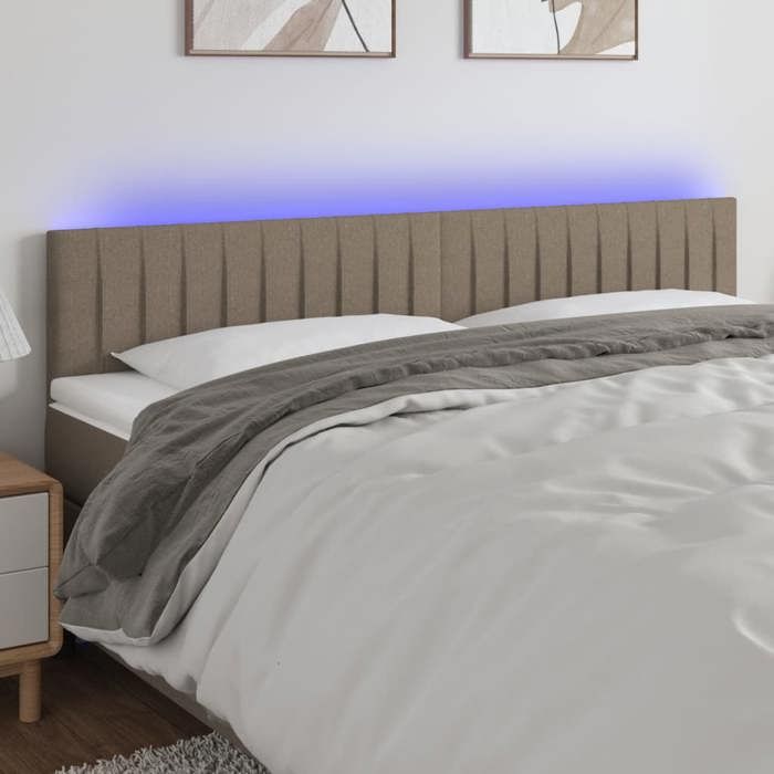 VidaXL Tête de Lit à LED Meuble de Chambre à Coucher Accessoire de Lit Double Tête de Cadre de Lit Intérieur Taupe 3121860