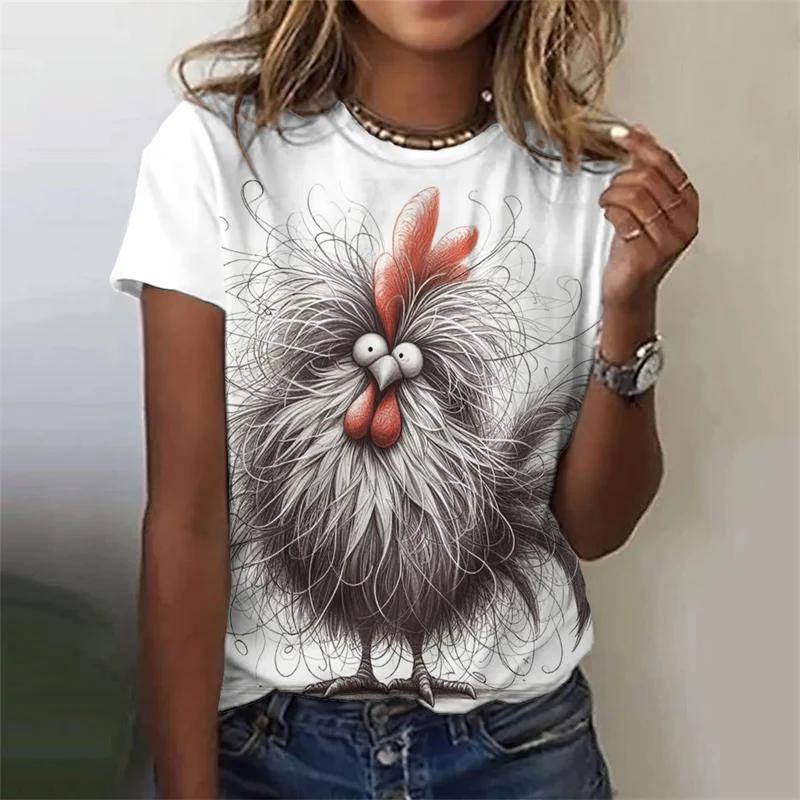 Women Cute Animal Pattern Short Sleeves Summer Casual Fashion Street O-Neck Tees Oversize T-Shirts
