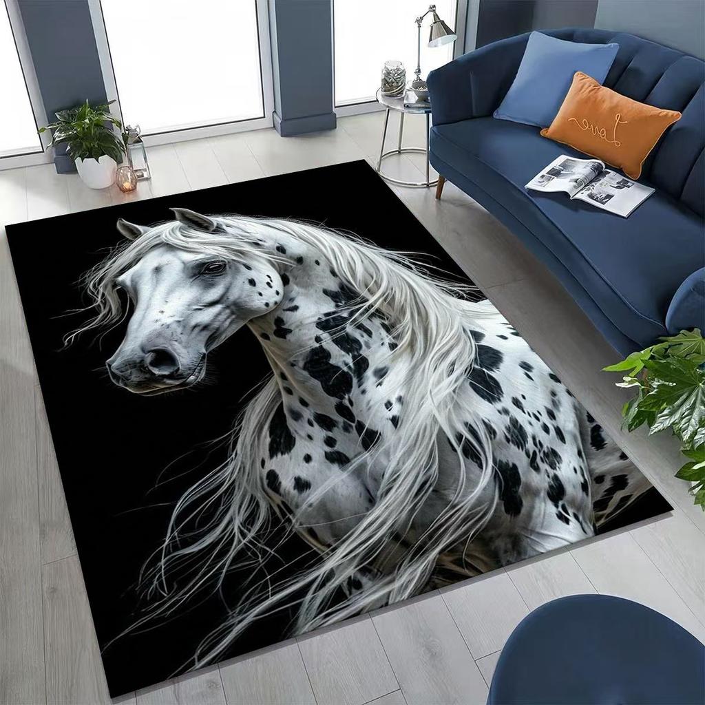 Traum Galopp Ross Pferd Mustang Cartoon Kunst Teppich Teppich für Schlafzimmer Wohnzimmer Sofa Haus Fußmatte Dekor, Kinder Rutschfeste Bodenmatte