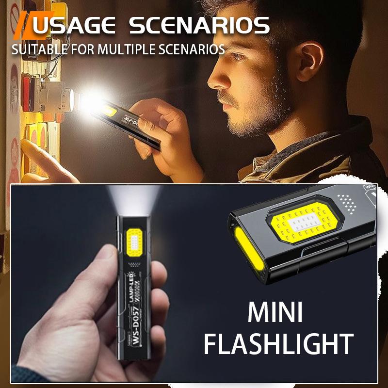 LED Mini Flashlight USB Rechargeable COB Flashlight With Magnet Pocket Lantern Flood Work Light Emergency Handheld Torch