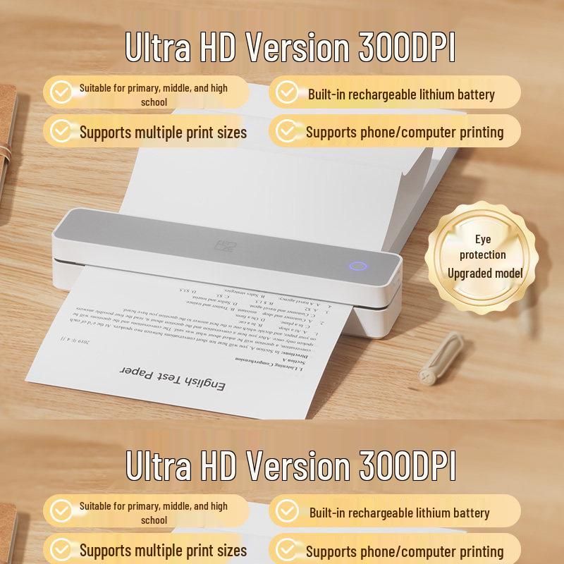Han Yin MT610 Portable A4 Printer - Wireless Bluetooth Connection for Students