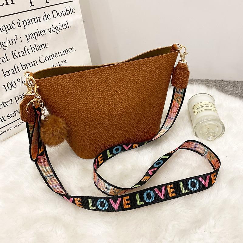 Lychee pattern ribbon one shoulder crossbody tote bag new large capacity simple fashion women's bag