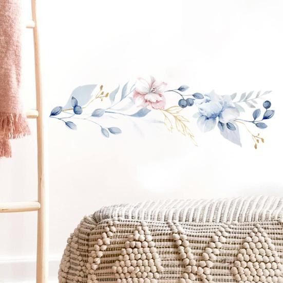 Flowers Wall Decals Peel And Stick Removable Floral Art Wall Stickers for Living Room Girls Room Nursery Bedroom