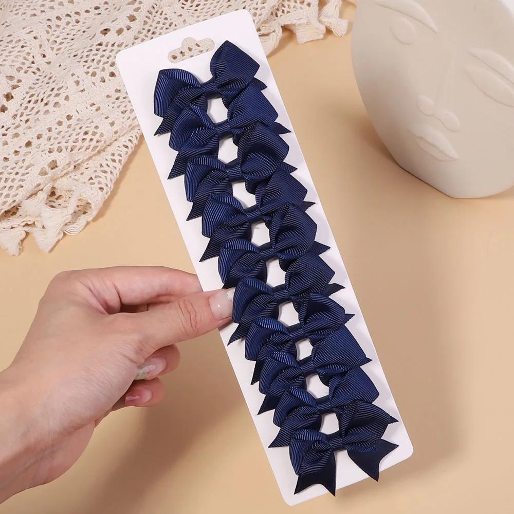 10Pcs/Set Solid Color Grosgrain Ribbon Hairpins for Kids Bows Hair Clips Boutique Handmade Headwear Girls Baby Hair Accessories