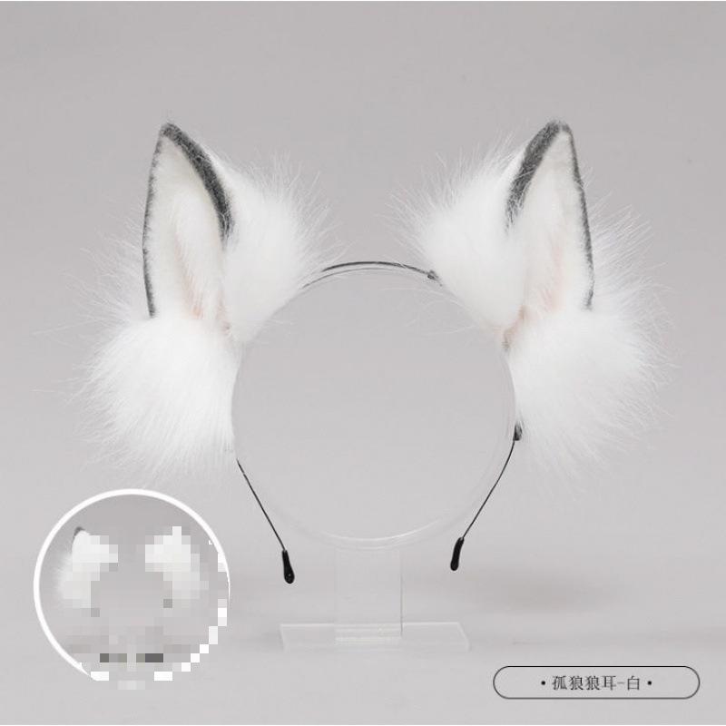Cat Ear Headband Wolf Tail Set - Plush Animal Ear Hair accessory Kit with Fox Ears, Cosplay Furry Costume Props