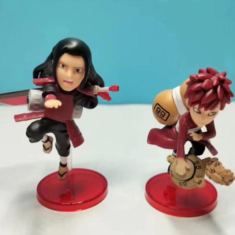 6Pcs Q Version Naruto Battle Version Sakura Gaara Action Figures Model PVC Anime Peripheral Decoration Collection Toys Gift