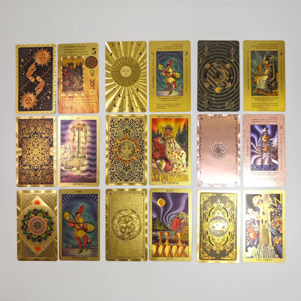 Gold Foil Tarot Card Full Set Color Printing Plastic Waterproof Tabletop Game Cards Tarots For Divination And Spiritual Guidance