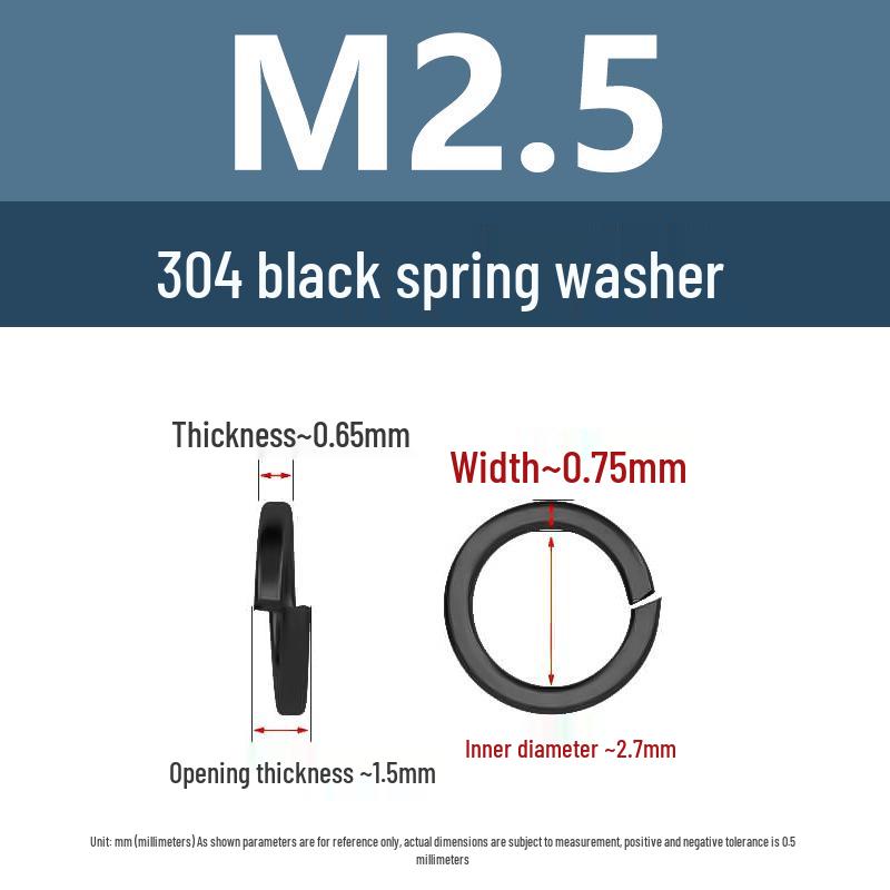 Yigu 304 Stainless Steel Black Spring Washer - Thickened Split Design for Shock Absorption