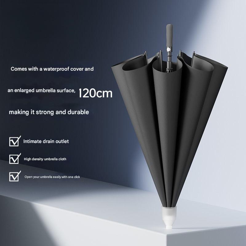 8 Bone Long Handle Automatic Umbrella with Waterproof Cover Enlarged Thickened Reinforced Anti-storm RainProof Golf Umbrella