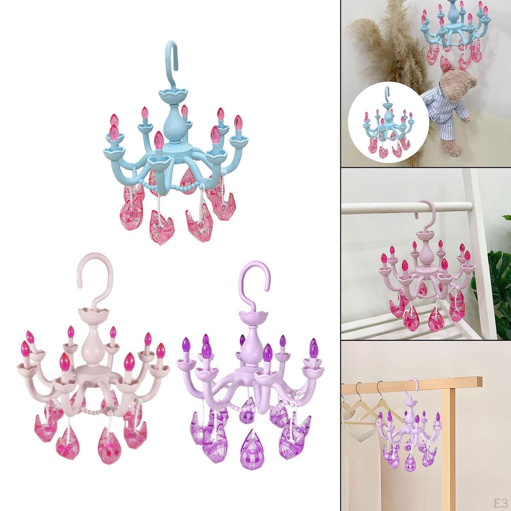 Chandelier Shape Hanging Drying Rack Sock Hanger Household with 8 Clips Windproof for Towel Clothes