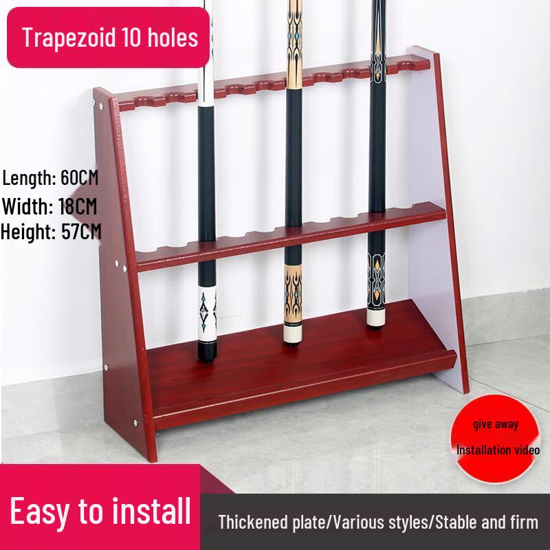 Solid Wood 10-Hole Floor Pool Cue Rack