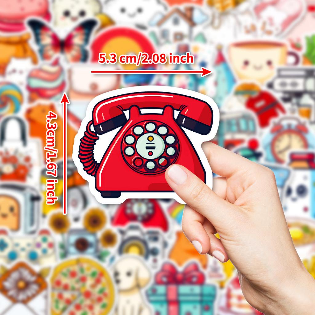50 Healing Life Mix And Match Cartoon Stickers Apple Cup Ins Xiaoqing Hand Account Decorative Stickers