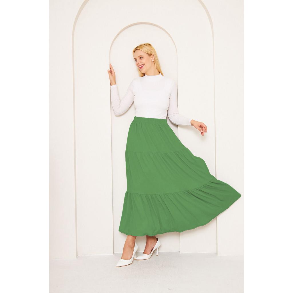 Layered Wrinkled Fabric Skirt, 3 Layer Skirt, Hijab Skirt, Long Skirt, Mother Gift, Lover Gift