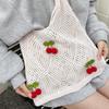 Yogodlns Women Crochet Tote Bag Fashion Knitted Bag Large Capacity Hollow Out Solid Color Woven Shoulder Bag Beach Bag