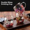 250/350Ml Fillings Dry Flowers Double Wall Glass Cup with Handle Heat Resistant Tea Coffee Mug Cups Espresso Milk Mug Gift