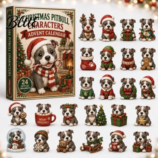 Interactive Holiday Game Animal Advent Calendar 2026 2D Christmas Countdown Box with Toy Acrylic Dog Pendants Festive Tree Hanging Decor Gift