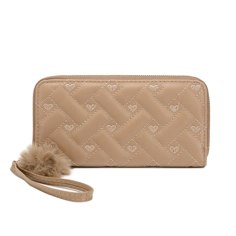 

New Ladies Embroidered Texture Hand-held Bag Double-layer Loose Change Mobile Phone Bag