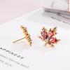 Boucles d'oreilles Feuille d'érable Zircon Rouge Automne - Tendance Nouvel An 2023