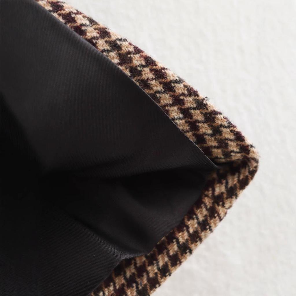 Europäische & Amerikanische Damen Retro Hahnentritt Stehkragen Jacke