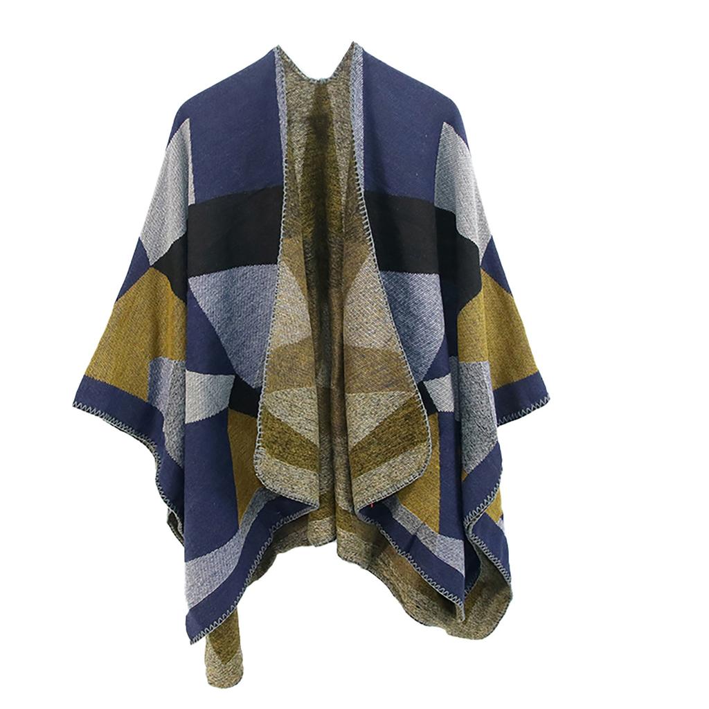 Women Winter  Warm Oversized Printing Blanket Cape Wraps Shawl Cardigans
