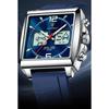 POEDAGAR Luxury Man Watch Electronic Square LED Alarm Chronograph Men's Watches Week Date Dual Time Display Men Quartz Clock
