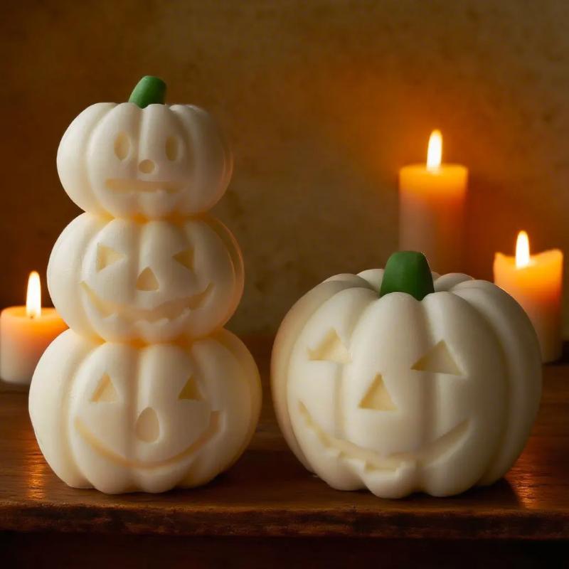 Halloween Creative Pumpkin Silicone Candle Mold Handmade Aroma Plaster Resin Mould Devil Pumpkin Candle Making Supplies