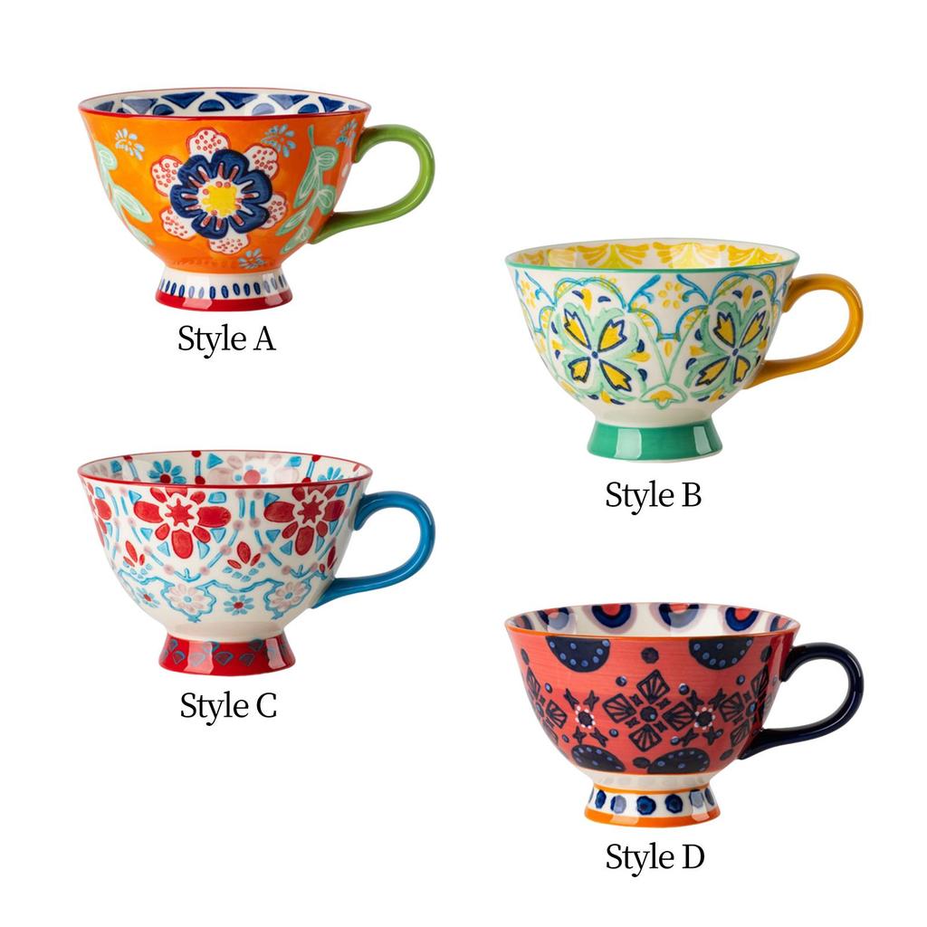 Ceramic Cup Porcelain Tea Cups Pastoral Style Creative 420ml Coffee Mug for Breakfast Water Cappuccino Hot Chocolate Milk