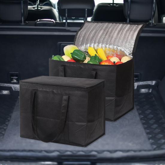 Insulated Grocery Shopping Bag Bento Container with Handle Zipper Closure Large Capacity Thermal Insulation Tote Bag