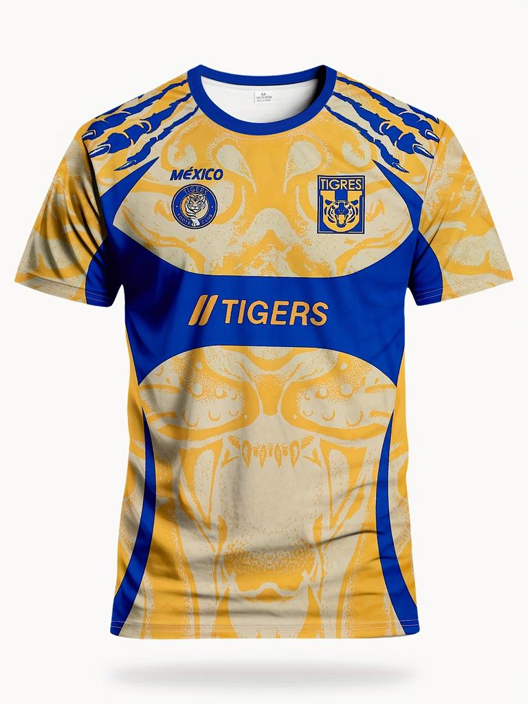 Los Angeles Tigers Men's Football Jersey Mexico Crew Neck Comfort Sweatshirt with Tiger Graphic Print, Perfect for Mexico Game