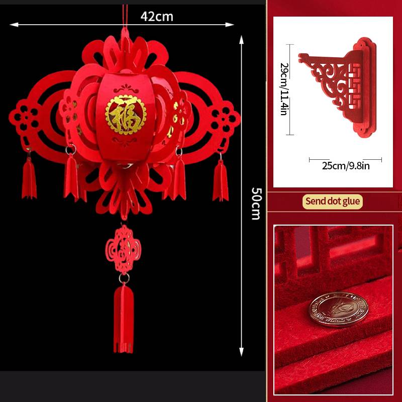 2Pcs Red Chinese Lanterns Chinese New Year Decorations Spring Festival Lantern Lucky Fu 3D Puzzle Lanterns Festival Celebration