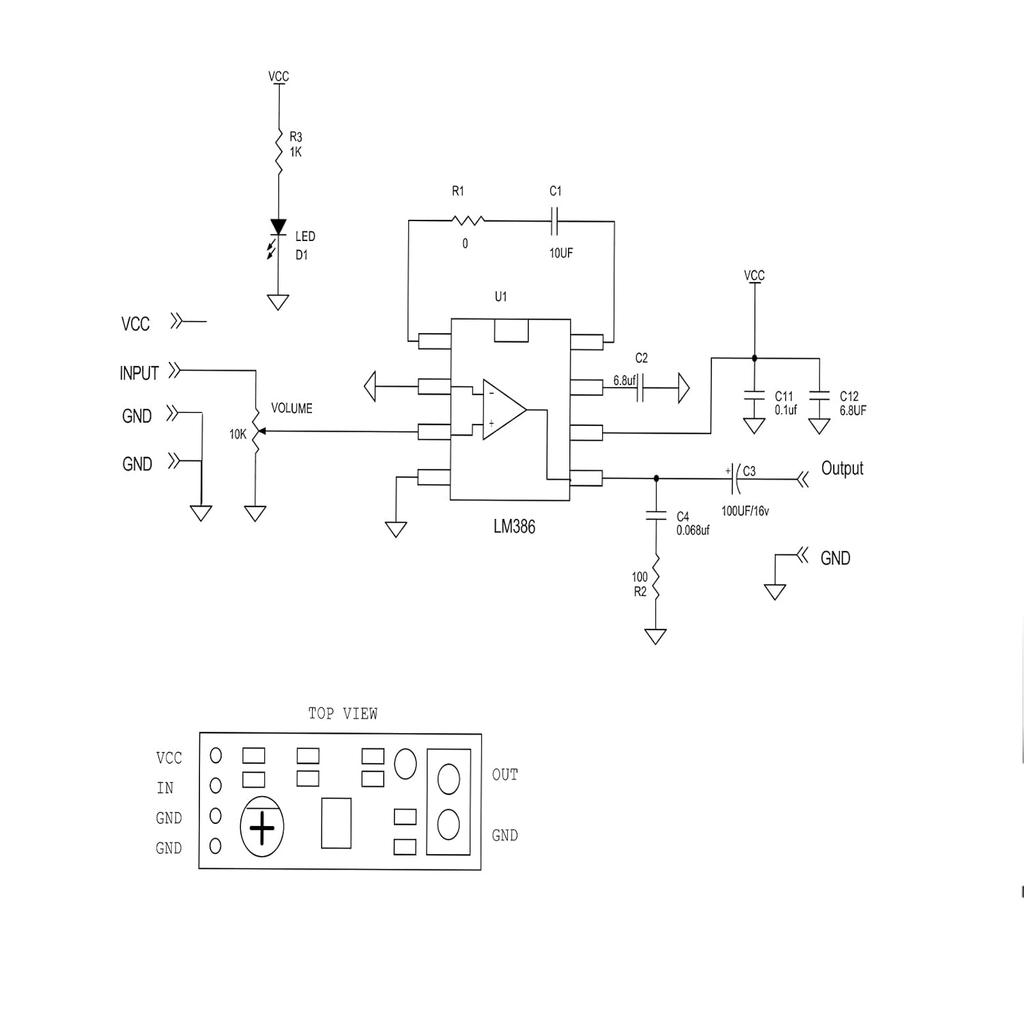 10Pcs Audio Amplifier Module Mini LM386 Mono Power AMP Module 200 Times Gain Amplifier Board Mono Power Amplifier HiFi DIY