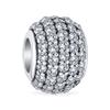 Sparkling Dome Clear White Crystal Spacer Stopper Barrel Beads Charms for Women Teens Sterling Silver Fits European Bracelets .925