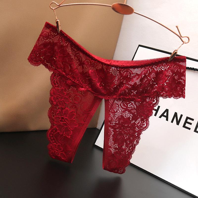 Plus Size Low Waist Sexy Lace Underwear for Women with Open Crotch