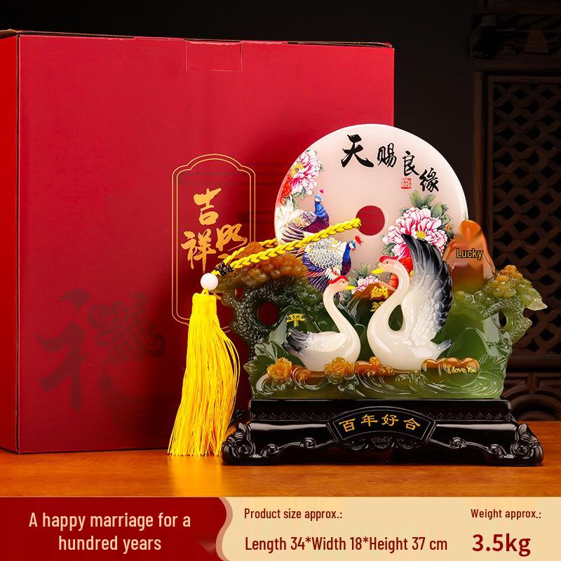 Century of Harmony Wedding Ornament: Elegant Gift for Friends & Newlyweds - Perfect for Living Room, Entrance, or Wine Cabinet Décor
