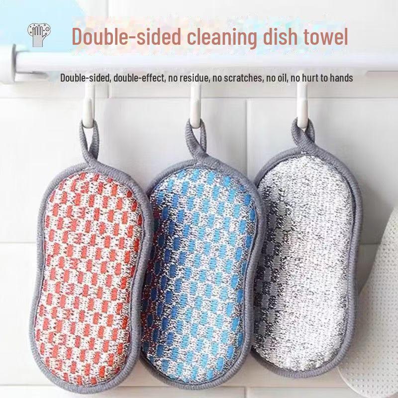 Double-Sided Non-Stick Scouring Pad & Dishwashing Sponge Brush