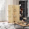 Indoor Room Divider 4 Panels 160L x 170H cm 3 Shelves Foldable Room Separator Louvred Doors Natural