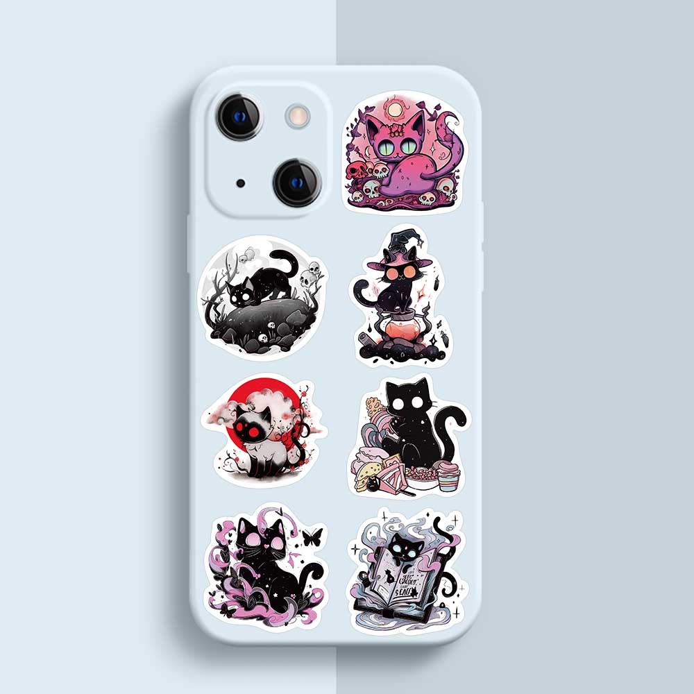 50Pcs Kawaii Magic Witch Cat Kitty Gothic Cartoon Graffiti Stickers Decal Stationery Laptop Fridge Suitcase Bottle Phone Sticker