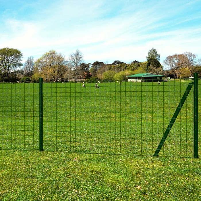 VidaXL Garden Border Fence Set Euro 25 X 1.7 M Steel Green 142402