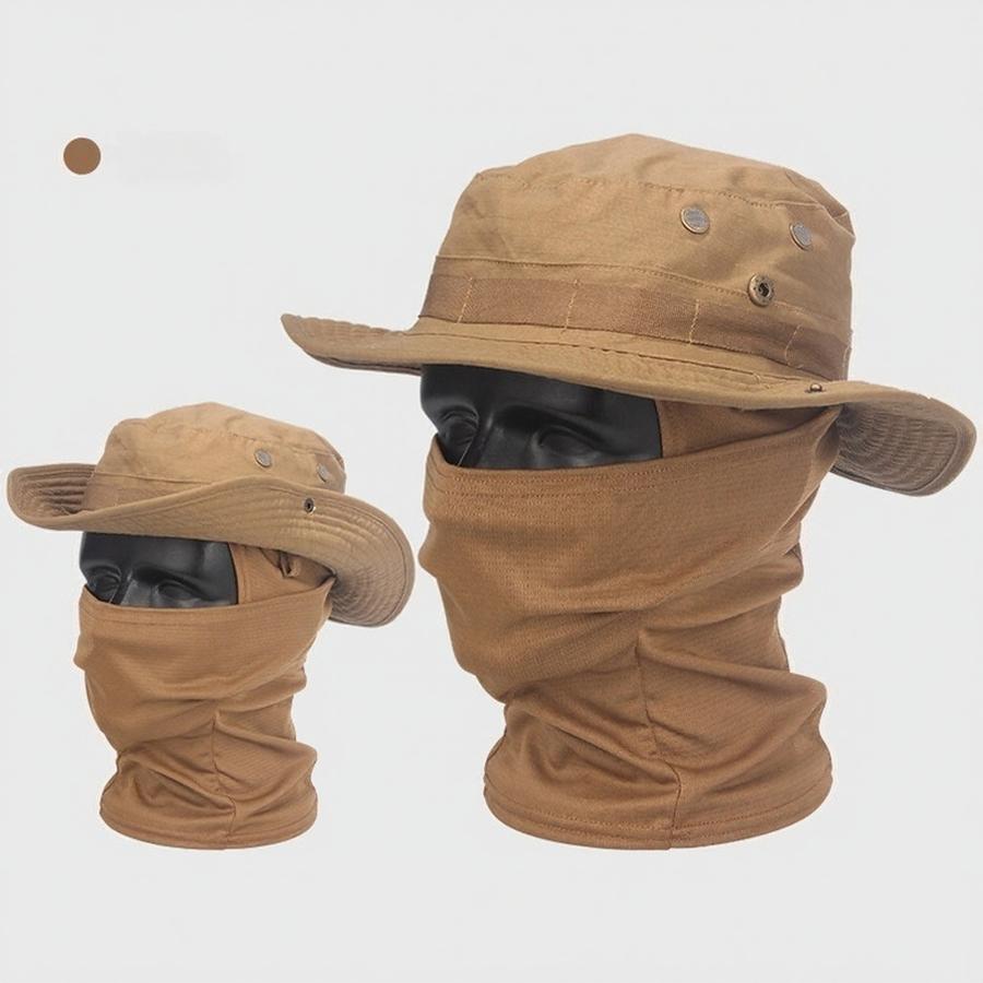 2pc Camouflage Breathable Full Coverage Bucket Hat&Balaclava Headwear Set,Suitable For Outdoor Fishing,Cycling,Hiking,Camping