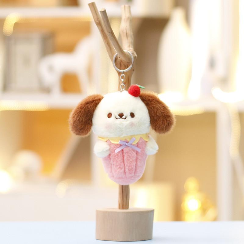 Ice Cream Cone Pig Bear Rabbit Dog Plush Keychain Cute Animal Bag Charm For Kids Dog
