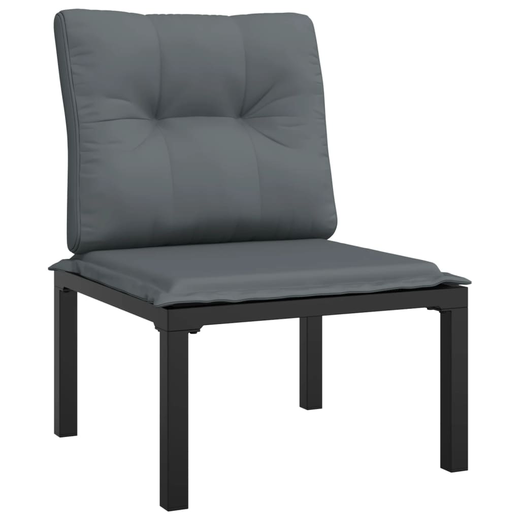 5 Piece Garden Lounge Set In Black and Gray Poly Rattan