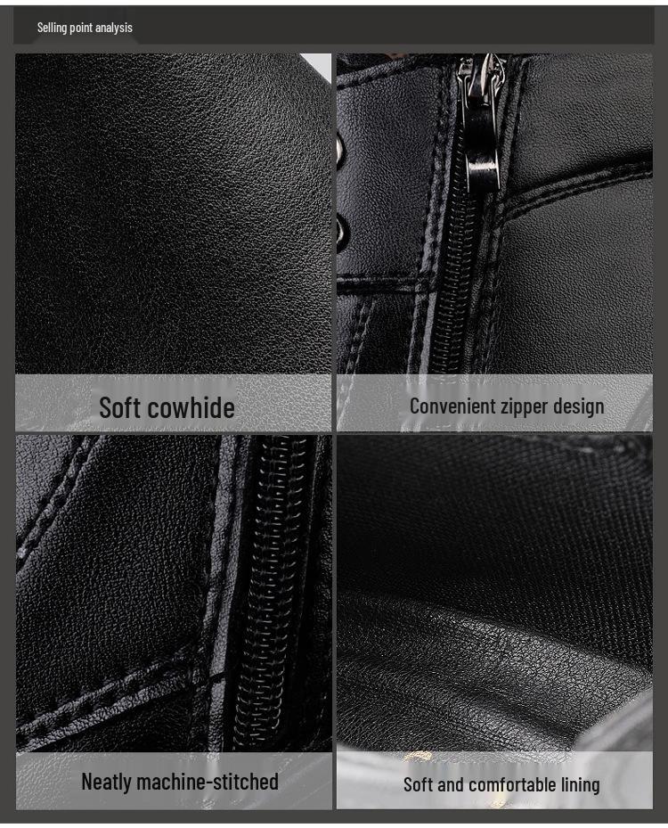 Men's Mid-Calf Genuine Leather Retro Martin Boots - Autumn/Winter Fashion, Versatile Thick Sole