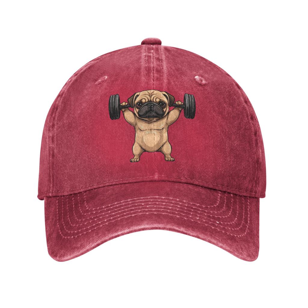 Pug Weightlifting Deadlift Fitness Gym Workout Baseball Caps Vintage Distressed Denim  Sun Cap Unisex Women Outdoor Golf Caps Hat