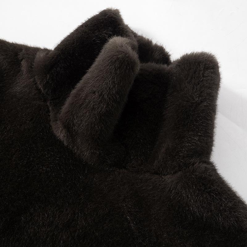 2025 Women's Solid Color Semi-High Neck Sleeveless Furry Top for Autumn & Spring