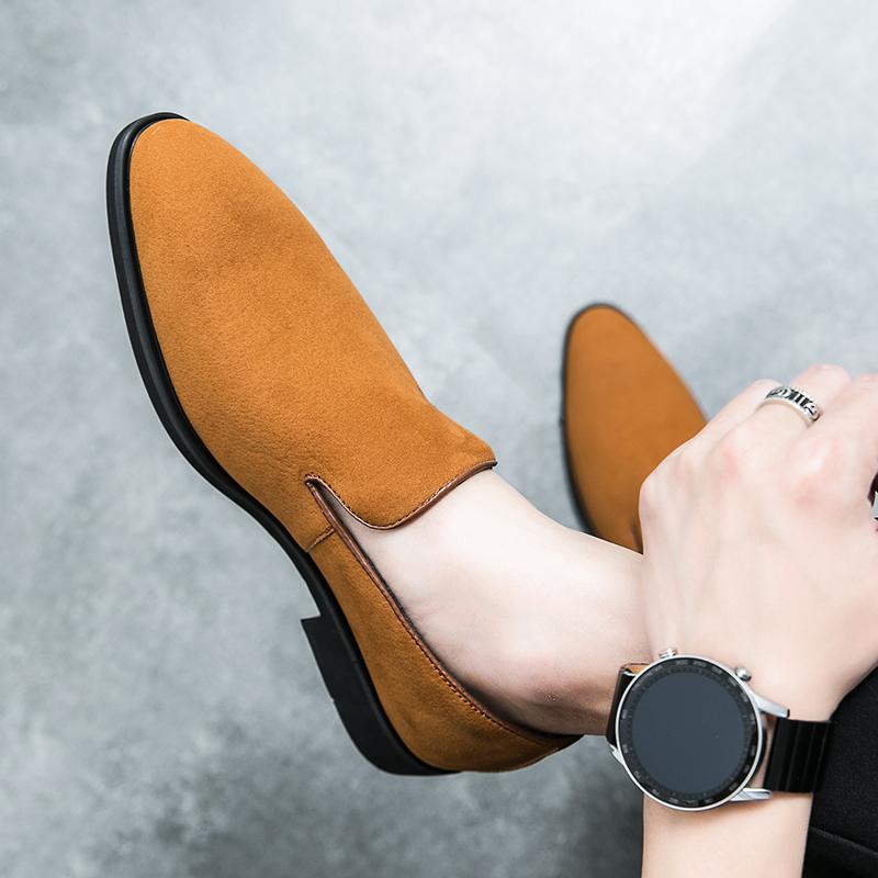 New Men's Pointed Black Yellow Suede Leather Oxford Formal Shoes Male Wedding Prom Homecoming Flats Sapato Social Masculino