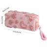 Kawaii Berber Fleece Pencil Case Lifting Rope Love Heart Pattern Pencil Pouch Large Capacity Pen Bag Student